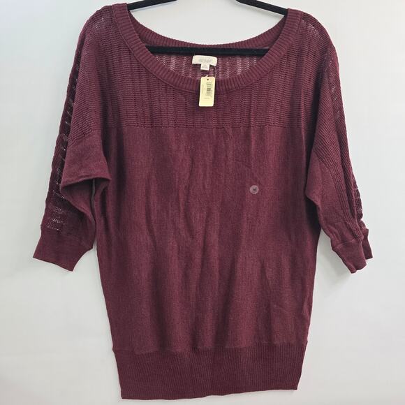 aerie Sweaters - NWT Aerie Women’s Burgundy Knit Sweater Top Size M Scoop Neck Casual Minimalist